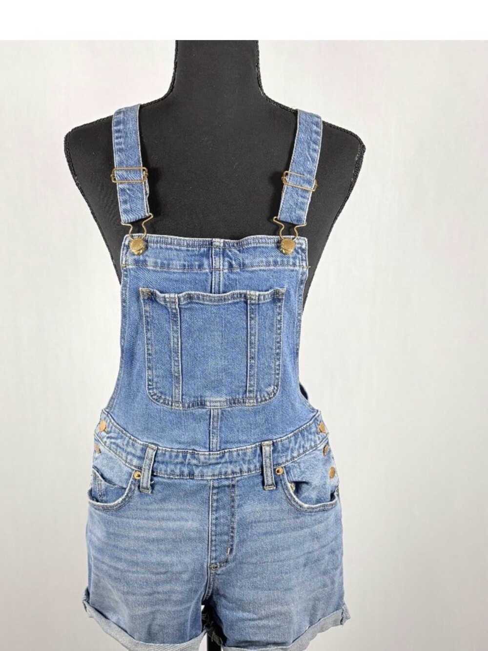 Universal Thread Light Blue Denim Short Overalls